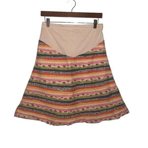 Motherhood MATERNITY Sz S Striped Fabric Multi-Colors Pastel A-Line Elastic Skir
